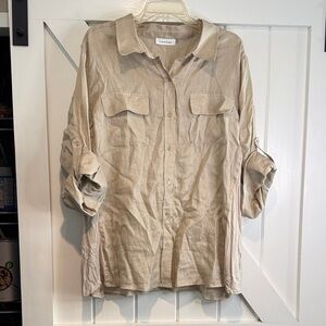 Calvin Klein Beige Button-Down Shirt